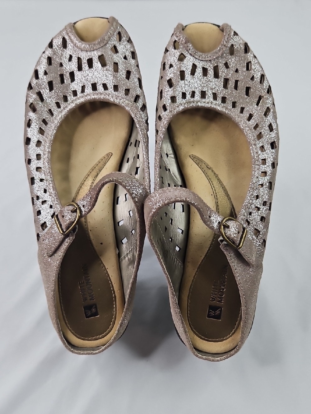 White Mountain Women's Glitter Open-Toe Slingback Mules in Rose Gold Size 11